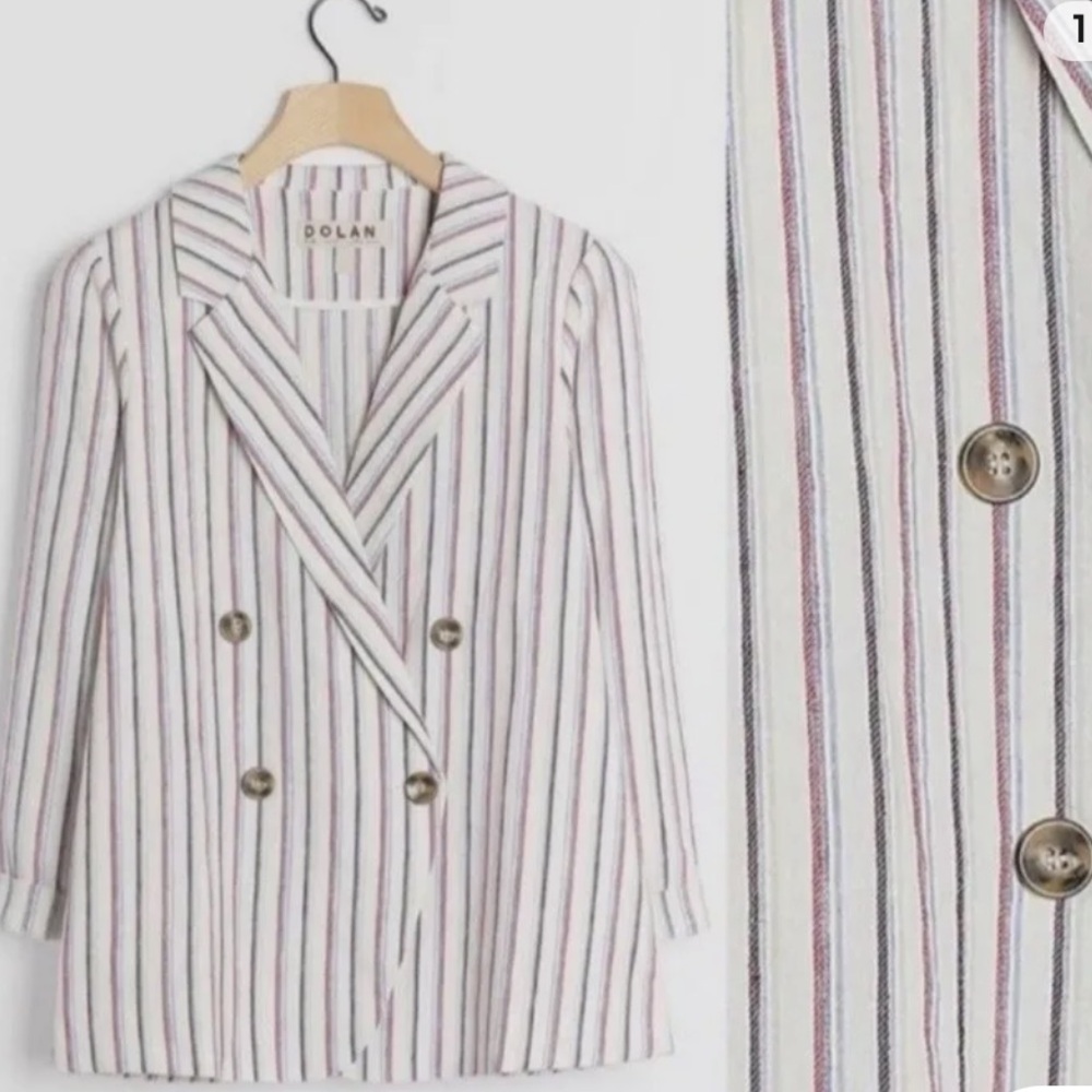 Anthropologie Dolan Anna Double-breasted Striped Linen blazer‎ - Picture 2 of 5